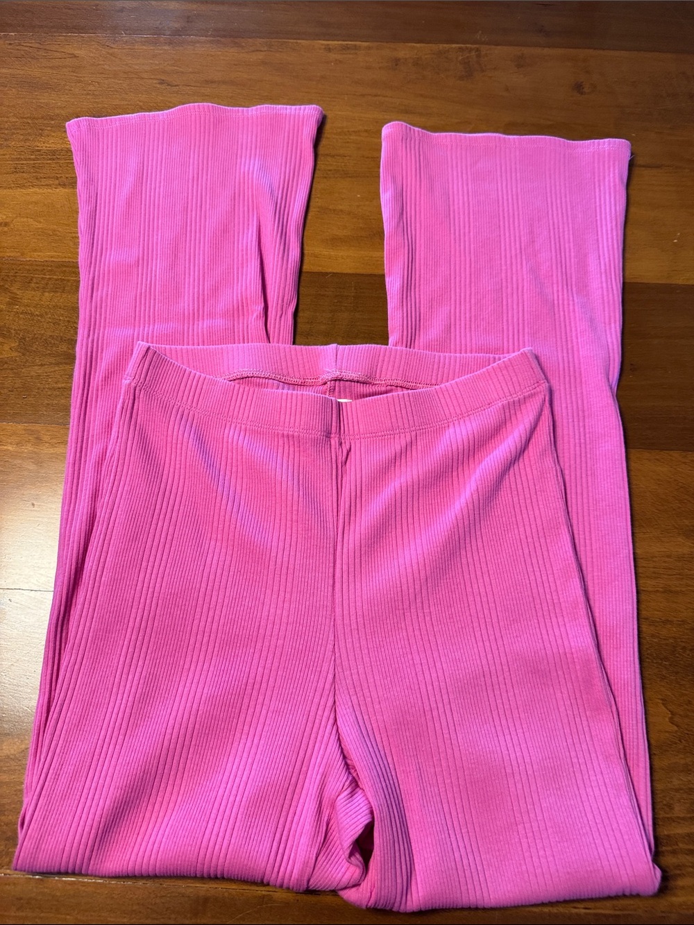 aerie Ribbed Flare Pants in Bright Pink